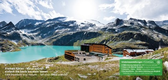 Berghotel Rudolfgshütte - Weißsee Gletscherwelt Rendering Panorama mit Erlebnisausstellung 2022 400x190mm