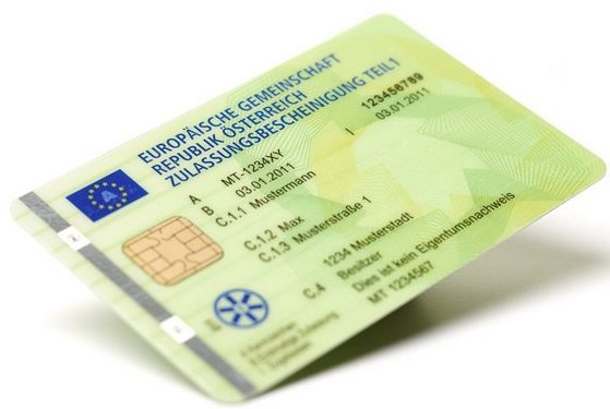 Zulassungsschein im Scheckkartenformat Zulassungsschein im Scheckkartenformat