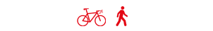 Icons von Fahrrad und Fußgänger.